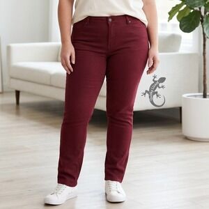 Torrid Straight Leg Jeans Womens 16 Burgundy Stretch Five Pocket Mid Rise‎
